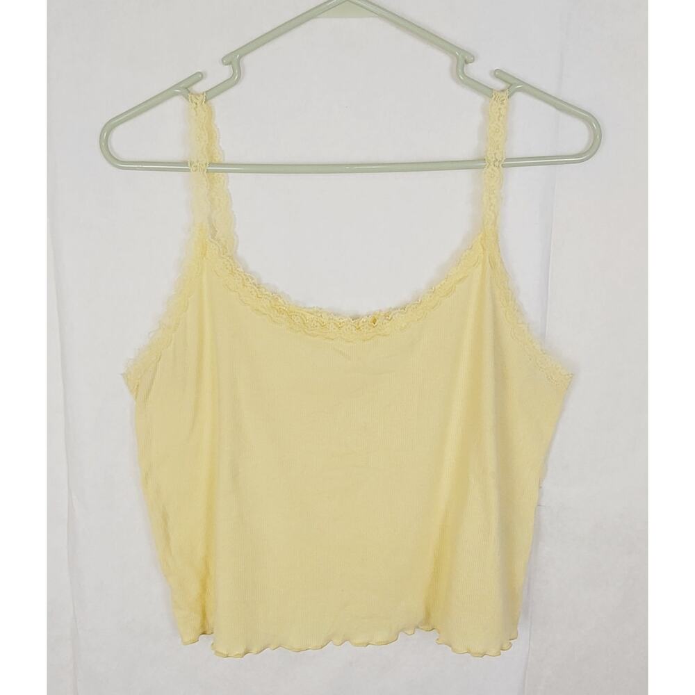 Colsie butter yellow lace trim lettuce hem tank size XL Y2K pastel